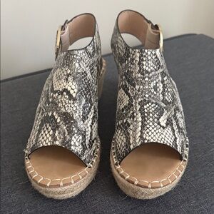 Catherine Malandrino Snake-Print Espadrille Wedge Sandals - Beige/Black